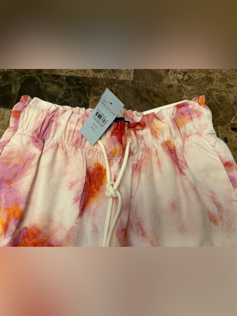 Ann Taylor White Tie-Dye Joggers with Pink, Red & Orange Accents - Picture 15 of 16